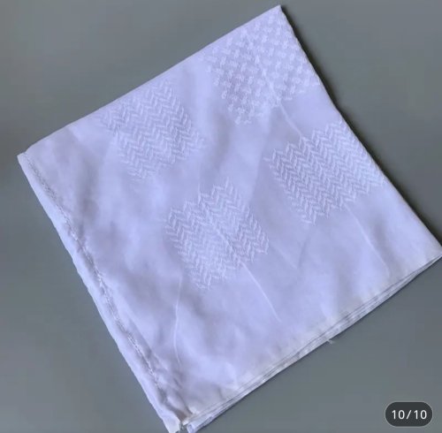 Men's Saudi Square Shemagh ( white on white - Plain ) - HM055