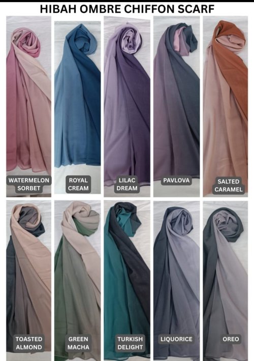 Hibah Ombre Chiffon Scarf - HS307 